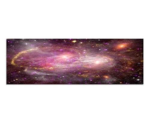 Wandbild auf Leinwand als Panorama in 150x50cm Galaxie Weltall Sterne Planeten