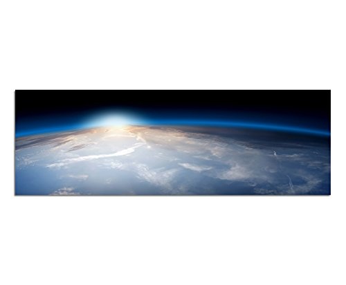 Wandbild auf Leinwand als Panorama in 150x50cm Weltall Planet Erde Sonne