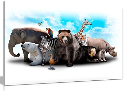 Wild Tiere Kinderzimmer Leinwand Kunstdruck Bild, A1 76x51 cm (30x20in)