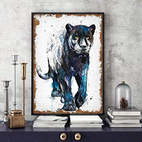OOFAYWFD Leinwand HD Print Home Dekoration Panther Aquarell Tier Kunst Urlaub Geschenk Wandbild,30 * 40CM