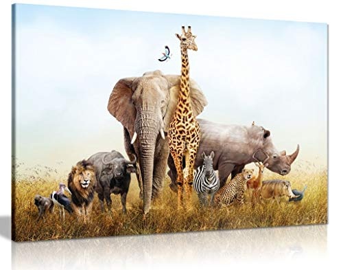 Kunstdruck auf Leinwand, Safari-Tiere, 30 x 20 cm