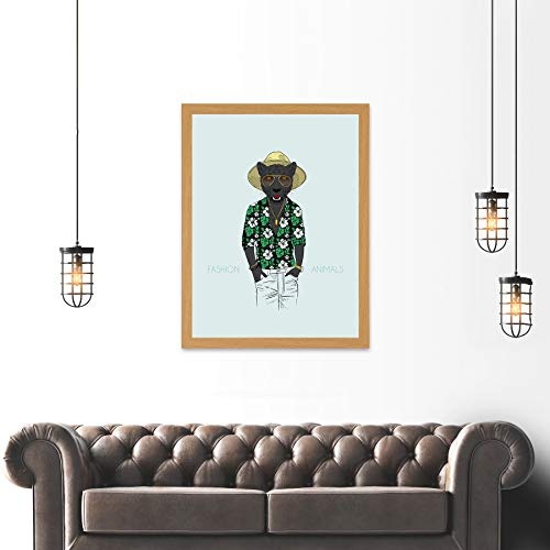 Doppelganger33 LTD Painting Drawing Design Fashion Animals Panther Dude Art Large Framed Art Print Poster Wall Decor 18x24 inch Supplied Ready to Hang Malerei Zeichnung Mode Tiere Wand Deko