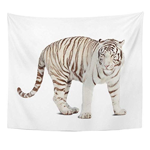 Tapisserie Polyester Stoff Print Home Decor Tier White Tiger Over mit Schatten Wild Panther Zoo Wildlife Cat Feline Natur Wandbehang Tapisserie für Wohnzimmer Schlafzimmer Schlafsaal