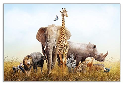 Kunstdruck auf Leinwand, Motiv Safari-Tiere, 45,7 x 30,5 cm
