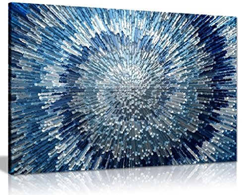 Abstrakt, Blau Silber Spirale mit Canvas Wall Art Print Bild Wandbild, blau/silber, A1 76x51 cm (30x20in)