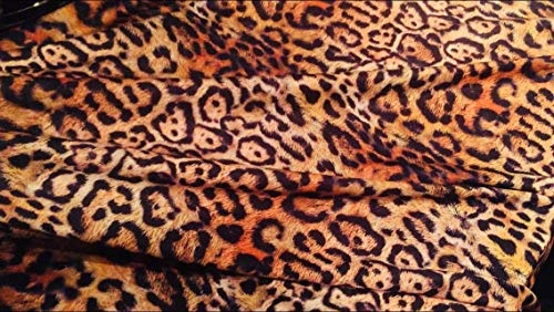 LushFabric Leoparden-Panther Stoff mit Tiermotiv, Lycra-Stoff, 4-Wege-Stretch-Polyester-Jersey-Material für Bikini, Kleider, Sample 10cm x 10cm