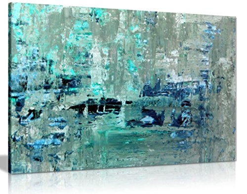 Mint Wandbild, graue abstrakte Leinwand Kunstdruck Bild, grau, A2 61x41 cm (24x16in)