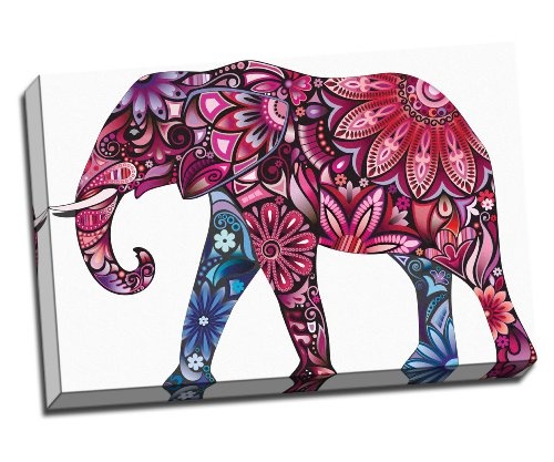 Abstract Pink Elephant Canvas Art Print Poster...
