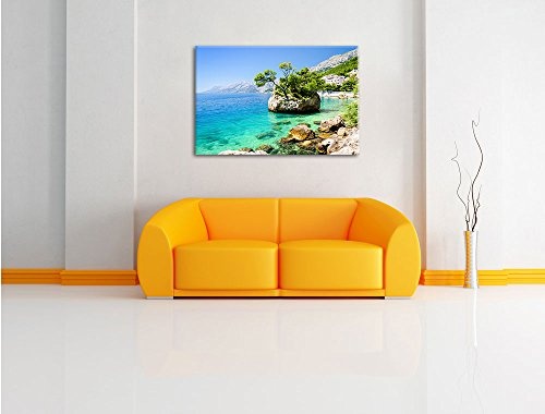 Wunderschöner Dalmatia Strand in Kroatien, Format: 120x80 auf Leinwand, XXL riesige Bilder fertig gerahmt mit Keilrahmen, Kunstdruck auf Wandbild mit Rahmen, günstiger als Gemälde oder Ölbild, kein Poster oder Plakat