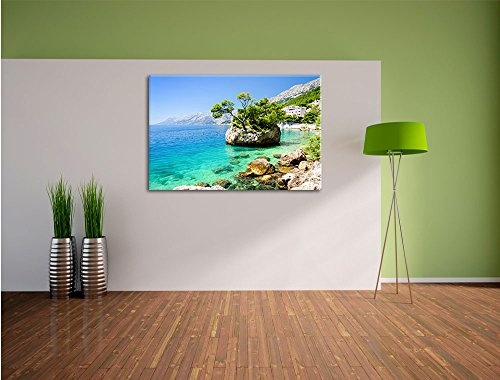 Wunderschöner Dalmatia Strand in Kroatien, Format: 120x80 auf Leinwand, XXL riesige Bilder fertig gerahmt mit Keilrahmen, Kunstdruck auf Wandbild mit Rahmen, günstiger als Gemälde oder Ölbild, kein Poster oder Plakat