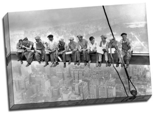 High Definition Lunch Atop A New York Skyscraper Cross Beam Girder Canvas Art Print 20x30 Inches A1 by Panther Print