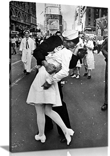 Kunstdruck "V-J Day in Times Square", New York, auf Leinwand, schwarzweiß, schwarz / weiß, A0 91x61cm (36x24in)