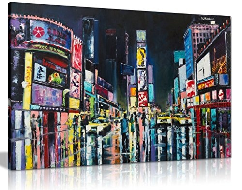 New York Ölgemälde Times Square Leinwand Wand Kunstdruck Bild, A3 46x31 cm (18x12in)