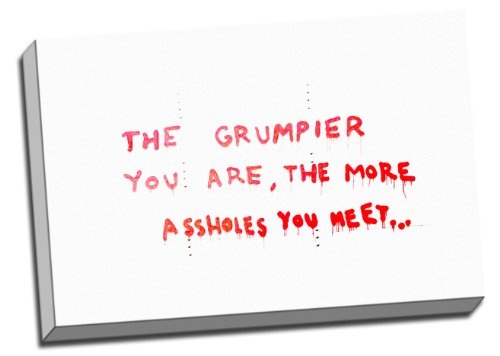 Large Banksy New York The Grumpier Your Are, The More Assholes You Meet Graffiti Canvas Art Print Framed Picture Large 20x30 Inches A1 by Panther Print