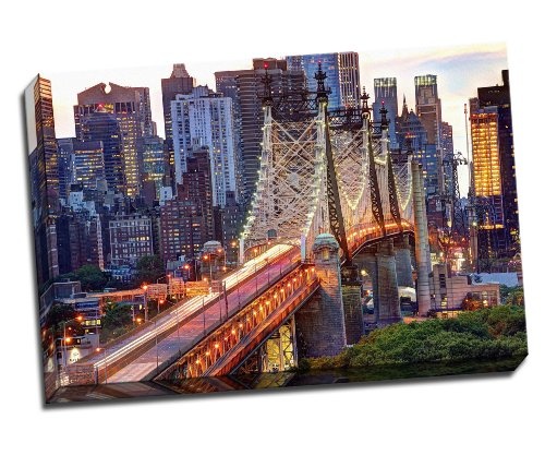 New York City Bridge HDR Canvas Art Print Poster 76,2 x 50,8 cm Zoll