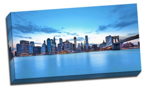 New York Skyline und Brooklyn Bridge Canvas Art Print Poster 76,2 x 40,6 cm Zoll