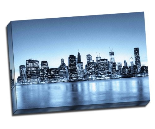 New York Skyline Monochrome Canvas Art Print Poster 76,2 x 50,8 cm Zoll