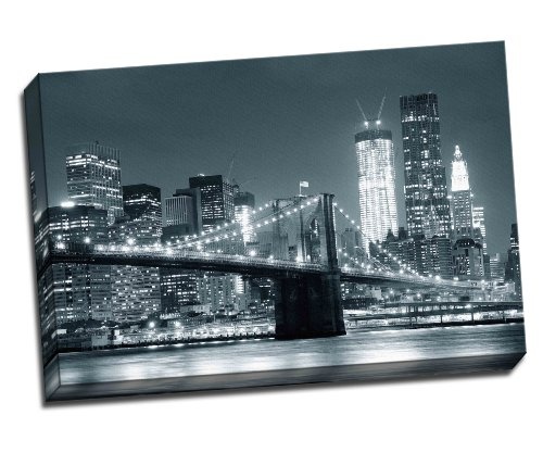 Schwarz & Weiß New York City Brooklyn Bridge Leinwand Kunstdruck Poster 76,2 x 50,8 cm Zoll