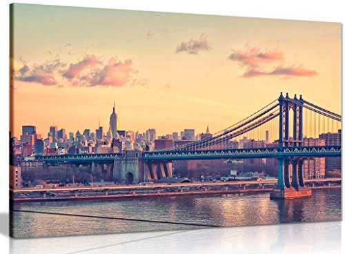 Leinwandbild New York Manhattan Bridge Wand Kunstdruck Bild, A0 91x61cm (36x24in)