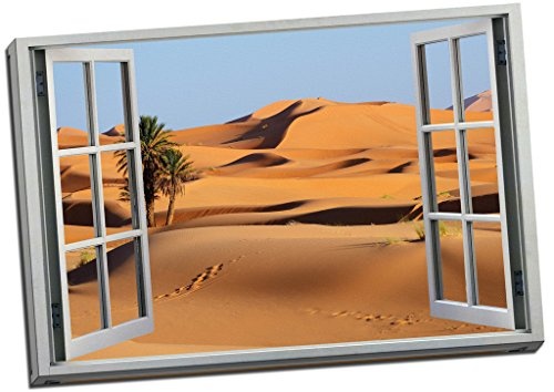 Leinwandbild Wüste Sand Dünen 3D Fenster Effekt...