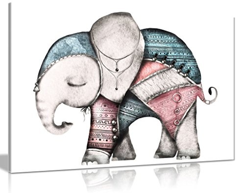 Elefant Kinderzimmer Decor Leinwand Kunstdruck Bild, A2...