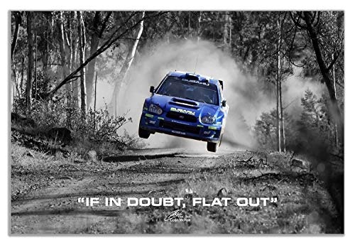 Subaru WRX Rally Car Colin McRae If in Doubt Flat Out Zitat Leinwandbild Kunstdruck für Zuhause 31x20cm (12x8in)