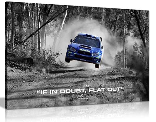 Subaru WRX Rally Car Colin McRae If in Doubt Flat Out Zitat Leinwandbild Kunstdruck für Zuhause 31x20cm (12x8in)