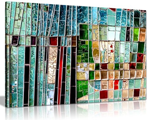 Abstrakt bunt gebeizt Fenster Leinwand Kunstdruck Bild, A0 91x61cm (36x24in)