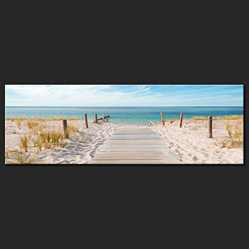 decomonkey Bilder Strand Meer 135x45 cm XXL 1 TLG. Leinwandbilder Bild auf Leinwand Vlies Wandbild Kunstdruck Wanddeko Wand Wohnzimmer Wanddekoration Deko Natur Landschaft
