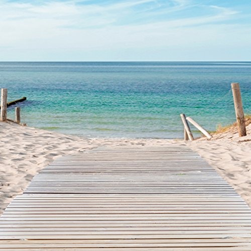 decomonkey Bilder Strand Meer 135x45 cm XXL 1 TLG. Leinwandbilder Bild auf Leinwand Vlies Wandbild Kunstdruck Wanddeko Wand Wohnzimmer Wanddekoration Deko Natur Landschaft