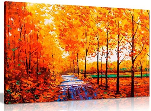 Herbst Bäume orange Leinwand Wand Kunstdruck Bild,...