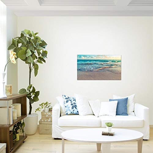 Bild Meer Strand Wandbild Vlies - Leinwand Bilder XXL Format Wandbilder Wohnzimmer Wohnung Deko Kunstdrucke Blau 1 Teilig - MADE IN GERMANY - Fertig zum Aufhängen 015514a