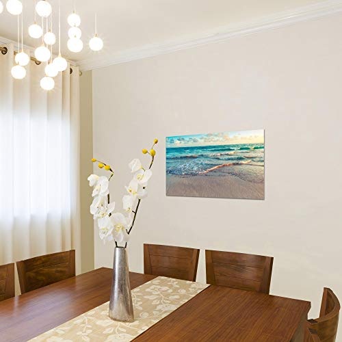 Bild Meer Strand Wandbild Vlies - Leinwand Bilder XXL Format Wandbilder Wohnzimmer Wohnung Deko Kunstdrucke Blau 1 Teilig - MADE IN GERMANY - Fertig zum Aufhängen 015514a