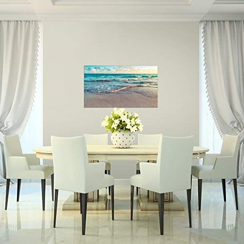 Bild Meer Strand Wandbild Vlies - Leinwand Bilder XXL Format Wandbilder Wohnzimmer Wohnung Deko Kunstdrucke Blau 1 Teilig - MADE IN GERMANY - Fertig zum Aufhängen 015514a