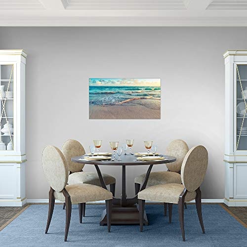 Bild Meer Strand Wandbild Vlies - Leinwand Bilder XXL Format Wandbilder Wohnzimmer Wohnung Deko Kunstdrucke Blau 1 Teilig - MADE IN GERMANY - Fertig zum Aufhängen 015514a