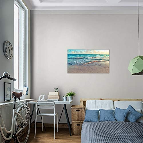 Bild Meer Strand Wandbild Vlies - Leinwand Bilder XXL Format Wandbilder Wohnzimmer Wohnung Deko Kunstdrucke Blau 1 Teilig - MADE IN GERMANY - Fertig zum Aufhängen 015514a