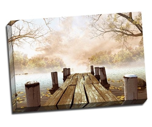 Weg Über Foggy River Canvas Art Print Poster 76,2 x 50,8 cm Zoll