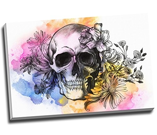 Wasser Farbe Graffiti Skull Candy Wall Art Print auf Leinwand Bild Kunstdruck auf Leinwand groß A1 76,2 x 50,8 cm (76.2 cm x 50.8 cm)