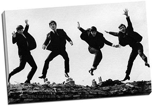 Panther Print Schwarz & Weiß Leinwandbild The Beatles Jumping Wand Art Großer 76,2 x 50,8 cm (76.2 cm x 50.8 cm)