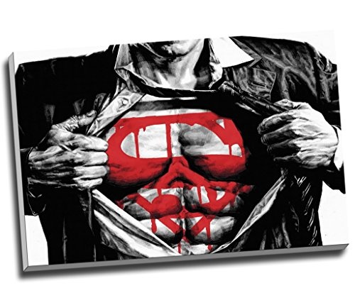 Dark Superman Superheld Pop Kunstdruck auf Leinwand Wall Art Bild Kunstdruck auf Leinwand groß A1 76,2 x 50,8 cm (76.2 cm x 50.8 cm)