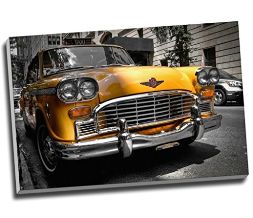 New York Yellow Taxi Cab Kunstdruck auf Leinwand Art Wand Bild Kunstdruck auf Leinwand groß A1 76,2 x 50,8 cm (76.2 cm x 50.8 cm)