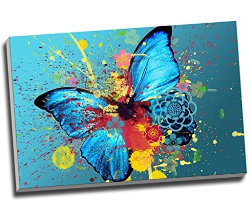 Abstrakt Schmetterling Leinwandbild Art Wand Bild Wall Art Print auf Leinwand Bild Kunstdruck auf Leinwand groß A1 76,2 x 50,8 cm (76.2 cm x 50.8 cm)