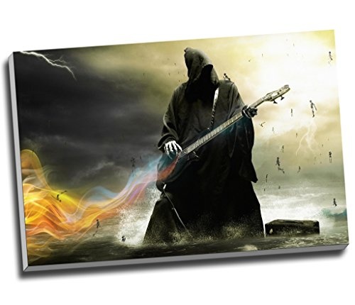 Death Heavy Metal Angel Gitarre Musik Fantasy Wall Art Print auf Leinwand Bild Kunstdruck auf Leinwand groß A1 76,2 x 50,8 cm (76.2 cm x 50.8 cm)