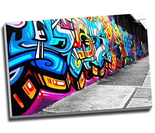 Vibrant Graffiti Street Kunstdruck auf Leinwand Art Wand...