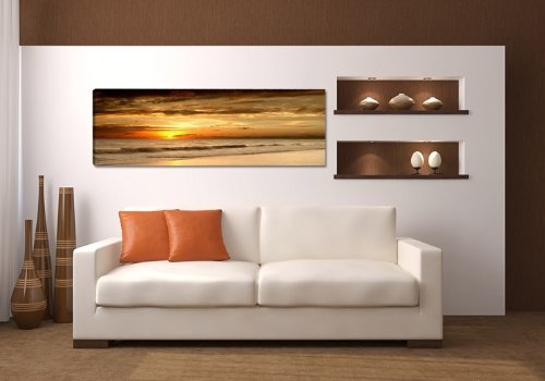 Visario Leinwandbilder 5703 Bild auf Leinwand Strand, 120 x 40 cm