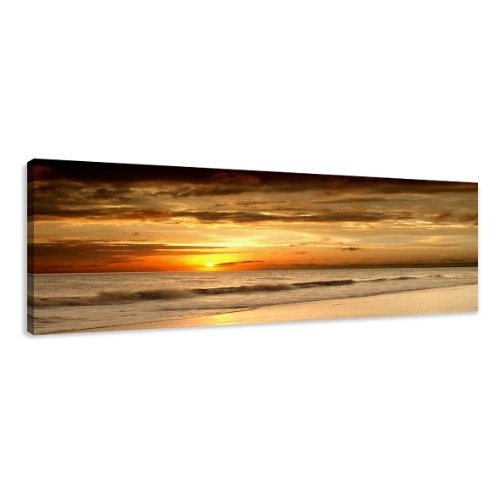 Visario Leinwandbilder 5703 Bild auf Leinwand Strand, 120 x 40 cm