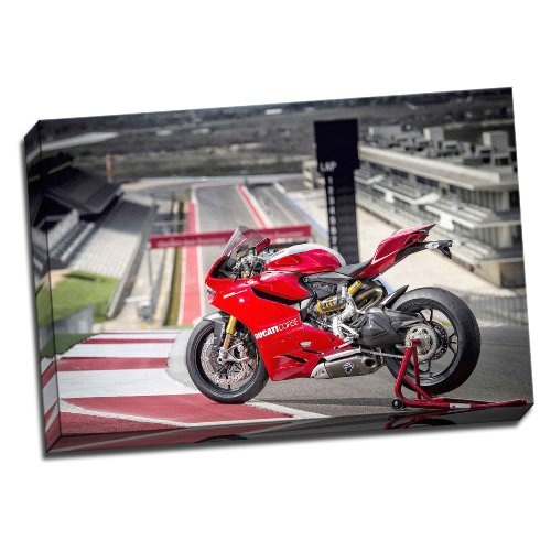 Large Ducati 1199 Panigale Motorbike Framed Canvas Picture Wall Art Print 20x30 Inches A1 by Panther Print