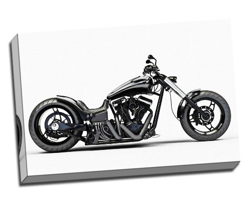 Custom Schwarz Motorrad Seitliche Sicht auf einem Hintergrund weiß Poster, Kunstdruck auf Leinwand 76,2 x 50,8 cm cm