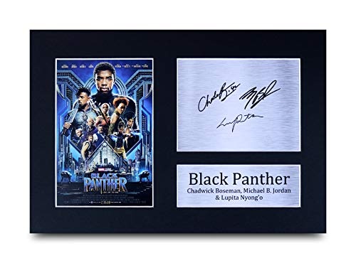 HWC Trading Black Panther Geschenke Unterzeichneten A4 Gedrucktes Autogramm Chadwick Boseman Michael B. Jordan Lupita NyongO The Avengers Foto-Anzeige