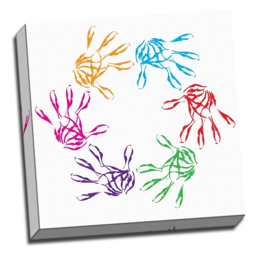 Kinderzimmer Kunst Schlafzimmer Kinder Hand Malerei Kreis Print Kunstdruck auf Leinwand Bild 50,8 x 50,8 cm Zoll